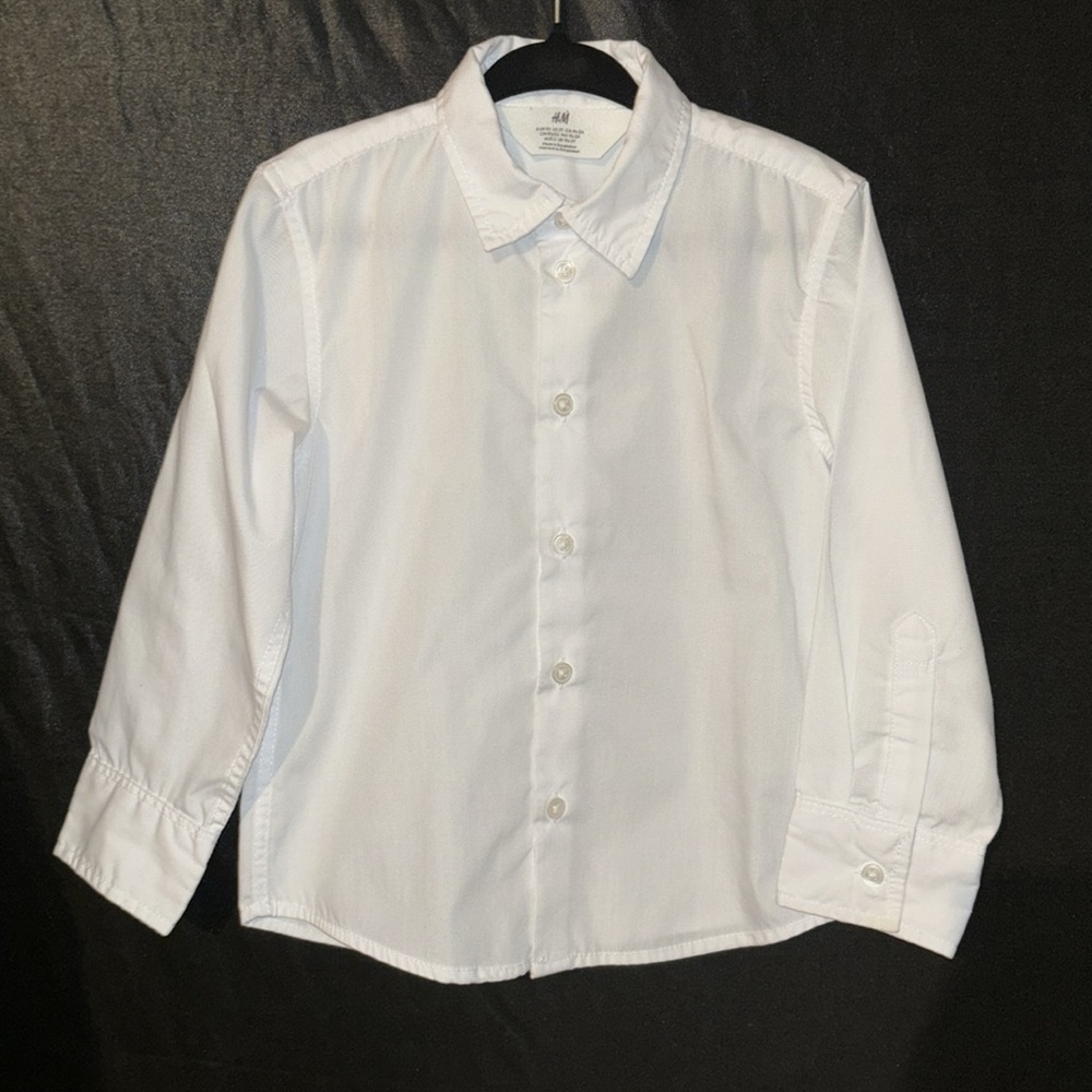 H&M Boys White Button Down Long Sleeve